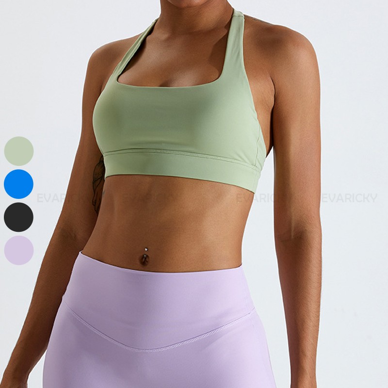 Sujetador de yoga deportivo con cuello halter