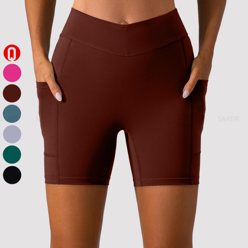 Shorts de yoga con bolsillo lateral para mujer