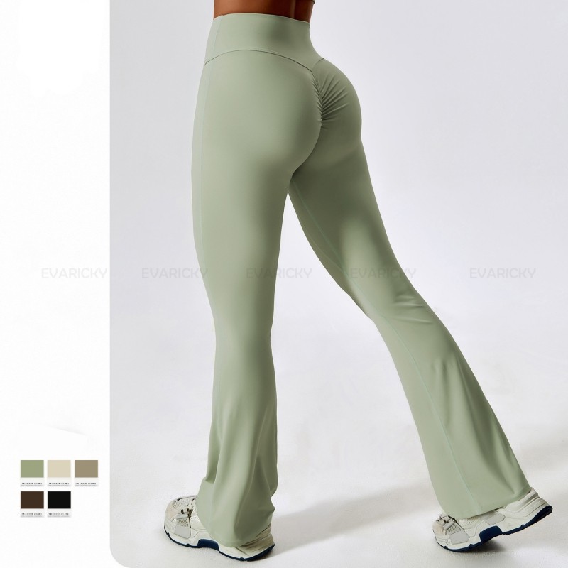 Pantalones de yoga acampanados con control de barriga
